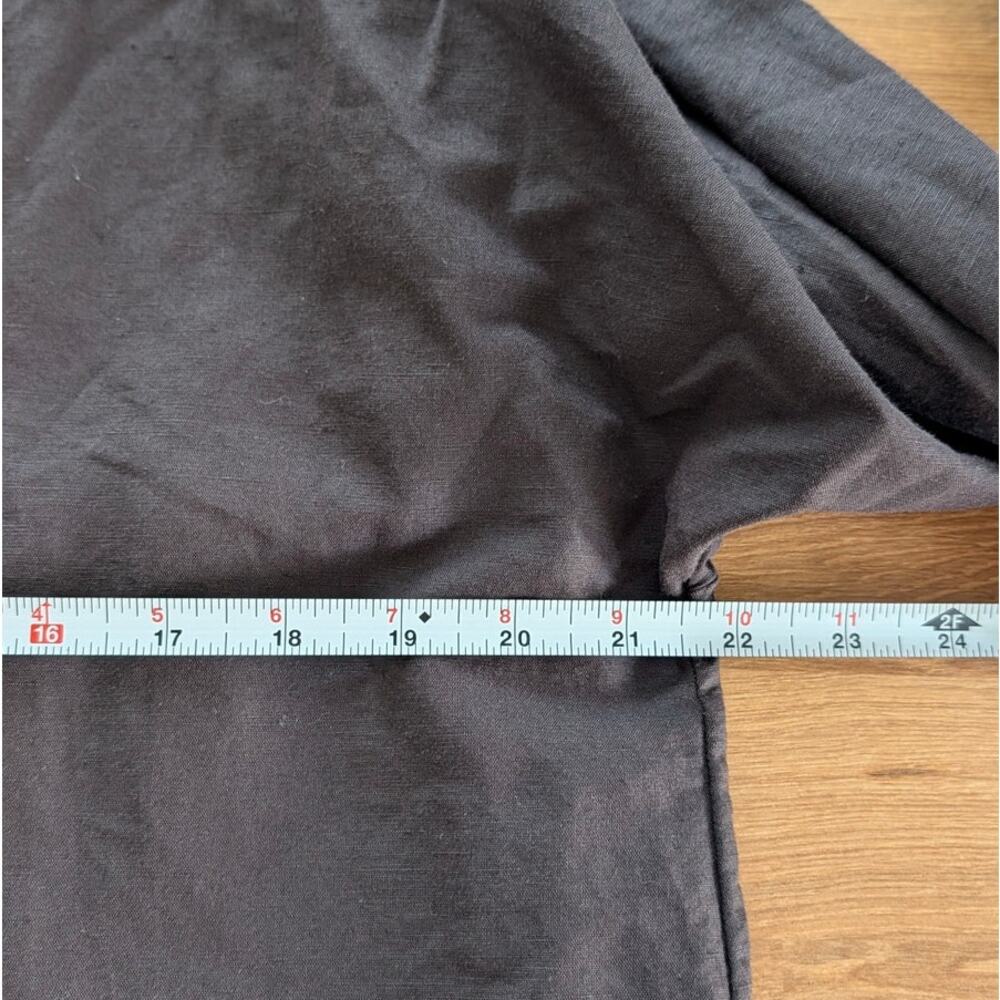 COS V-Neck Linen-Cotton Shirt Womens S Brown 3/4 Sleeve Button-up Relaxed - Picture 6 of 10